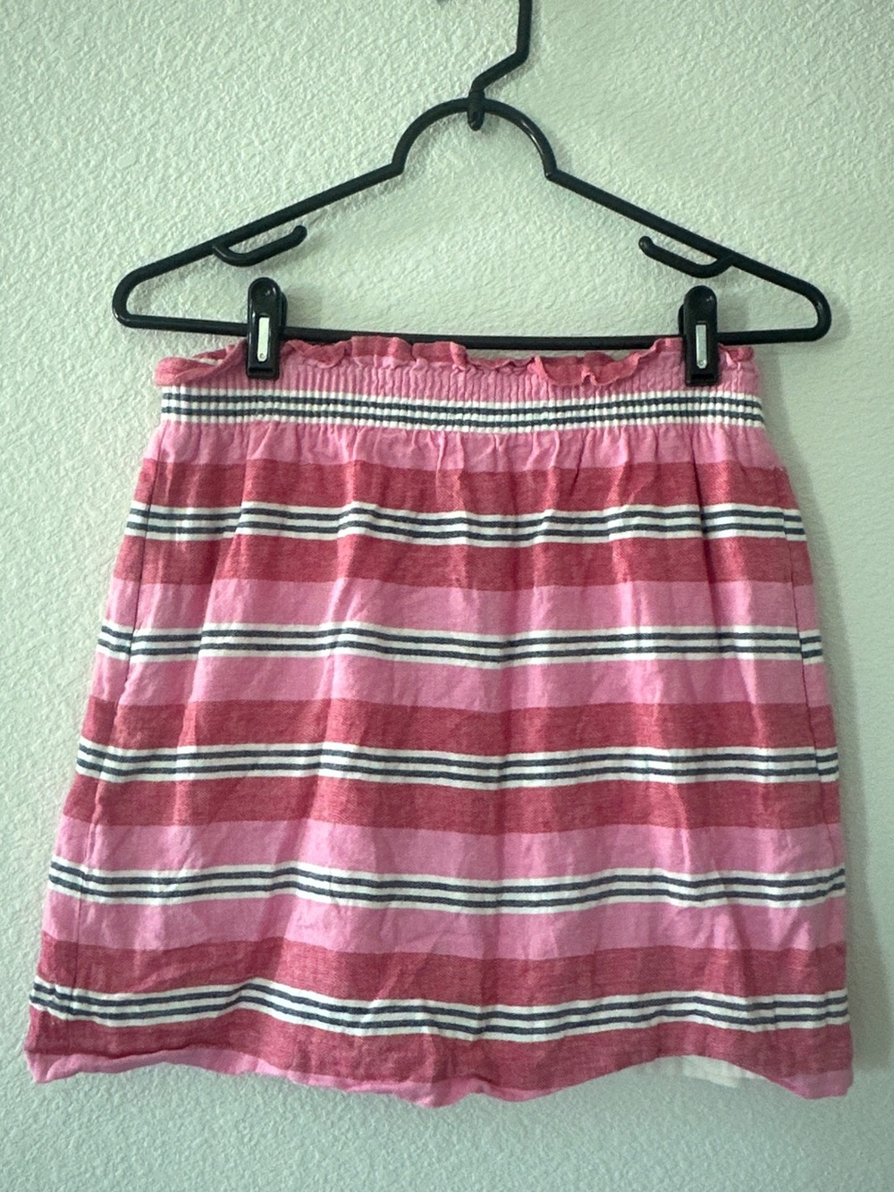 J. Crew Pink Multi Stripe Linen Mini Skirt